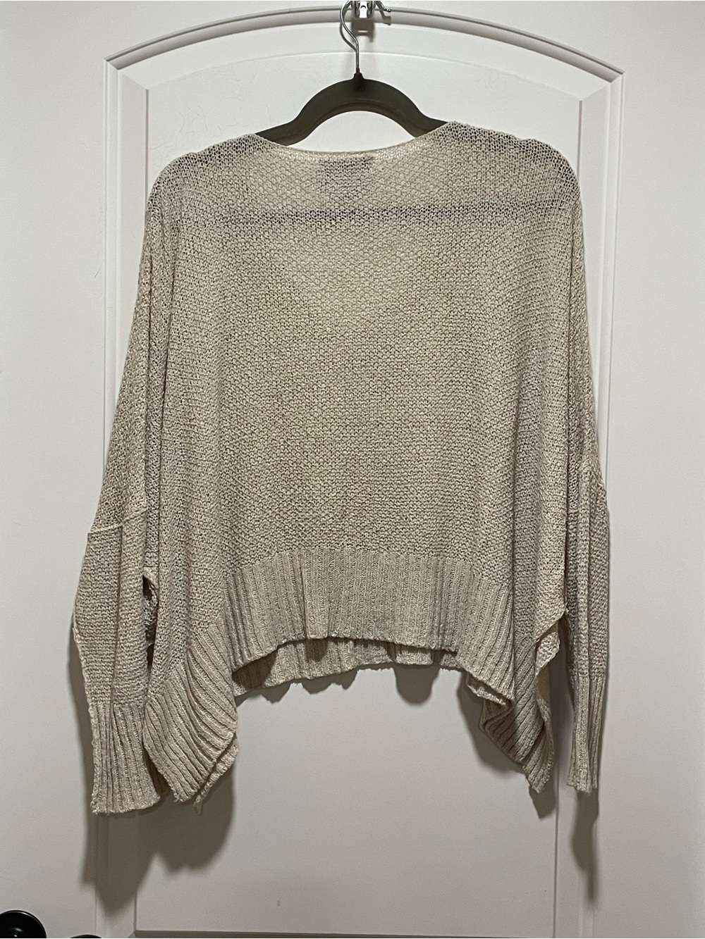 Charlie Paige Paula Vee Boutique Pop Over Cream Relaxed Ribbon Knit Sweater L/XL - Picture 6 of 11